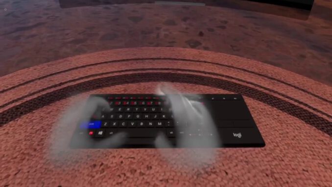 So sieht es aus, wenn das Keyboard mit Infinite Office in VR dargestellt wird.